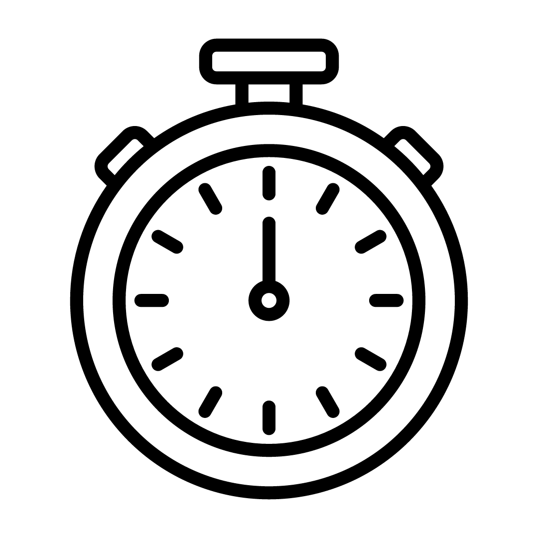 Icone de chronomètre pour symboliser l'expédition rapide des commandes.