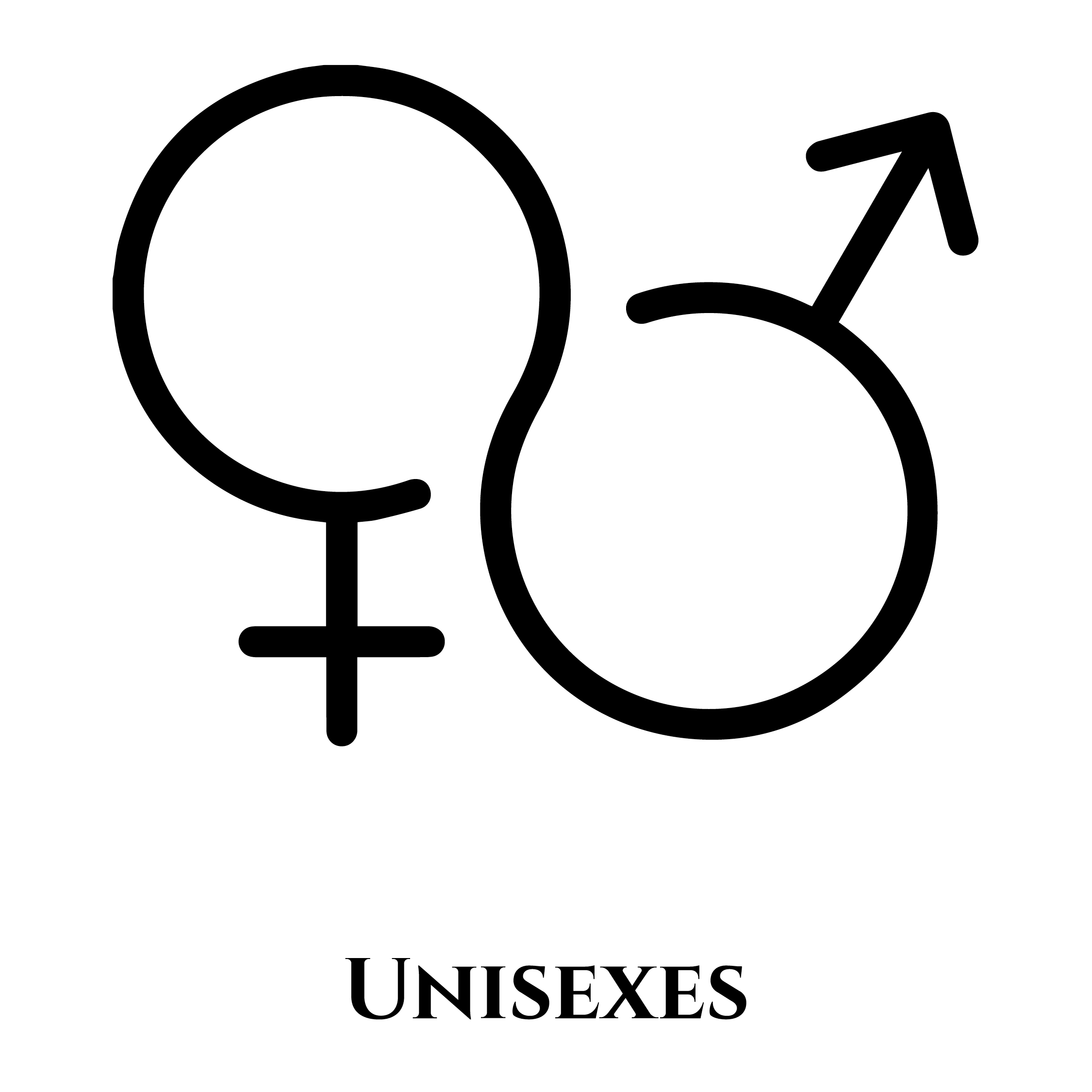 Icônes masculin et féminin entrelacées pour symboliser le fait que les produits OPHÉO soient unisexes.
